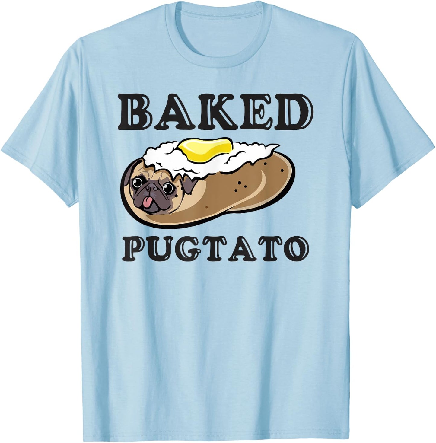 Pugtato, Funny Dog Lovers, Ladies Man Dog, I Love My Pug T-Shirt - T-Shirt | Light Blue