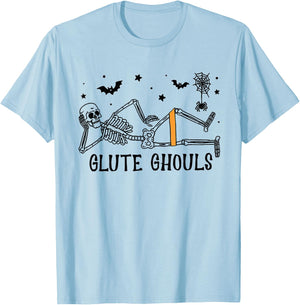 Glute Ghouls Fall Physical Therapy Halloween Spooky Season T-Shirt - T-Shirt | Light Blue