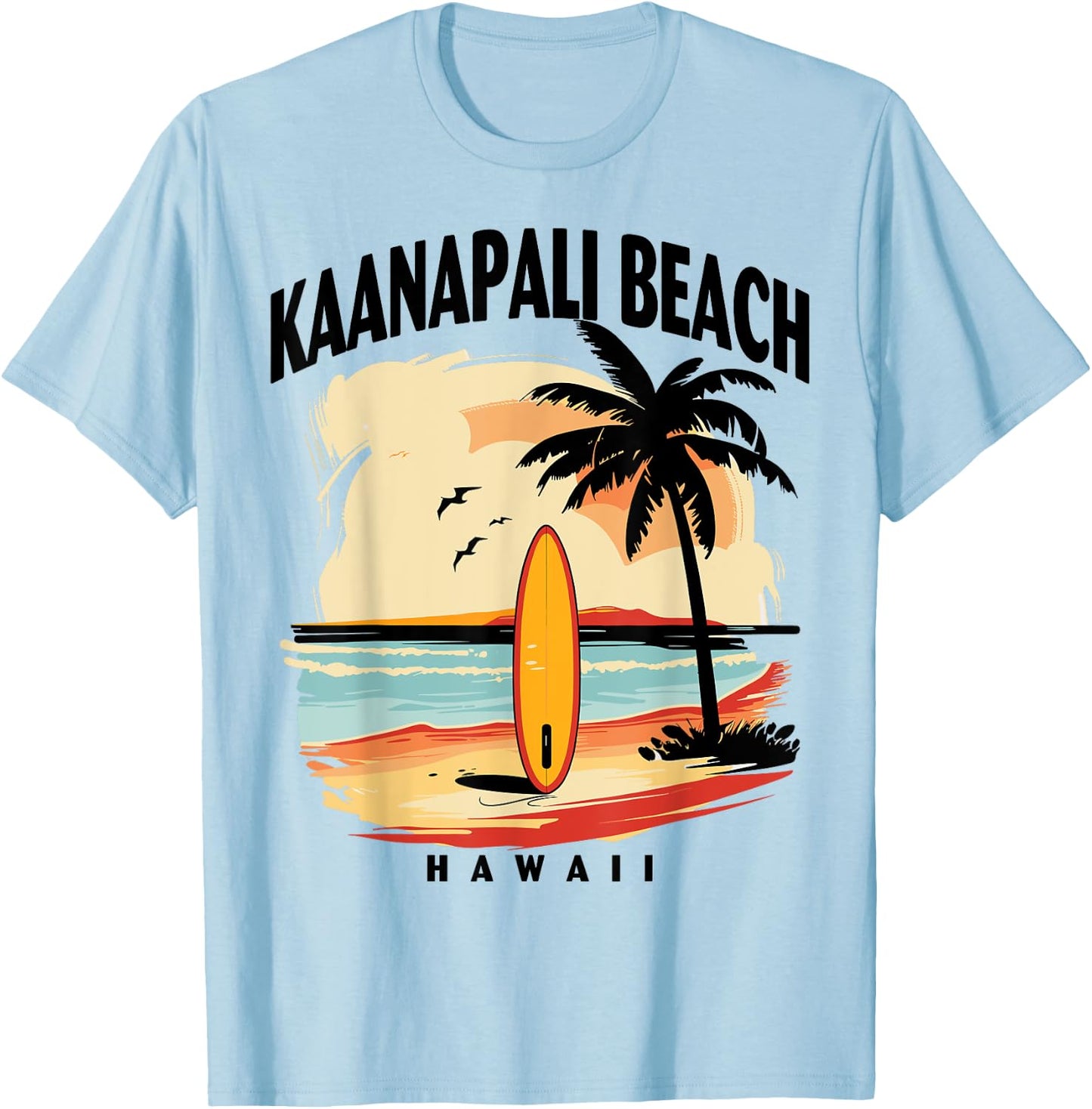 Kaanapali Beach Hawaii Surfboard Surfing Men Women T-Shirt - T-Shirt | Light Blue