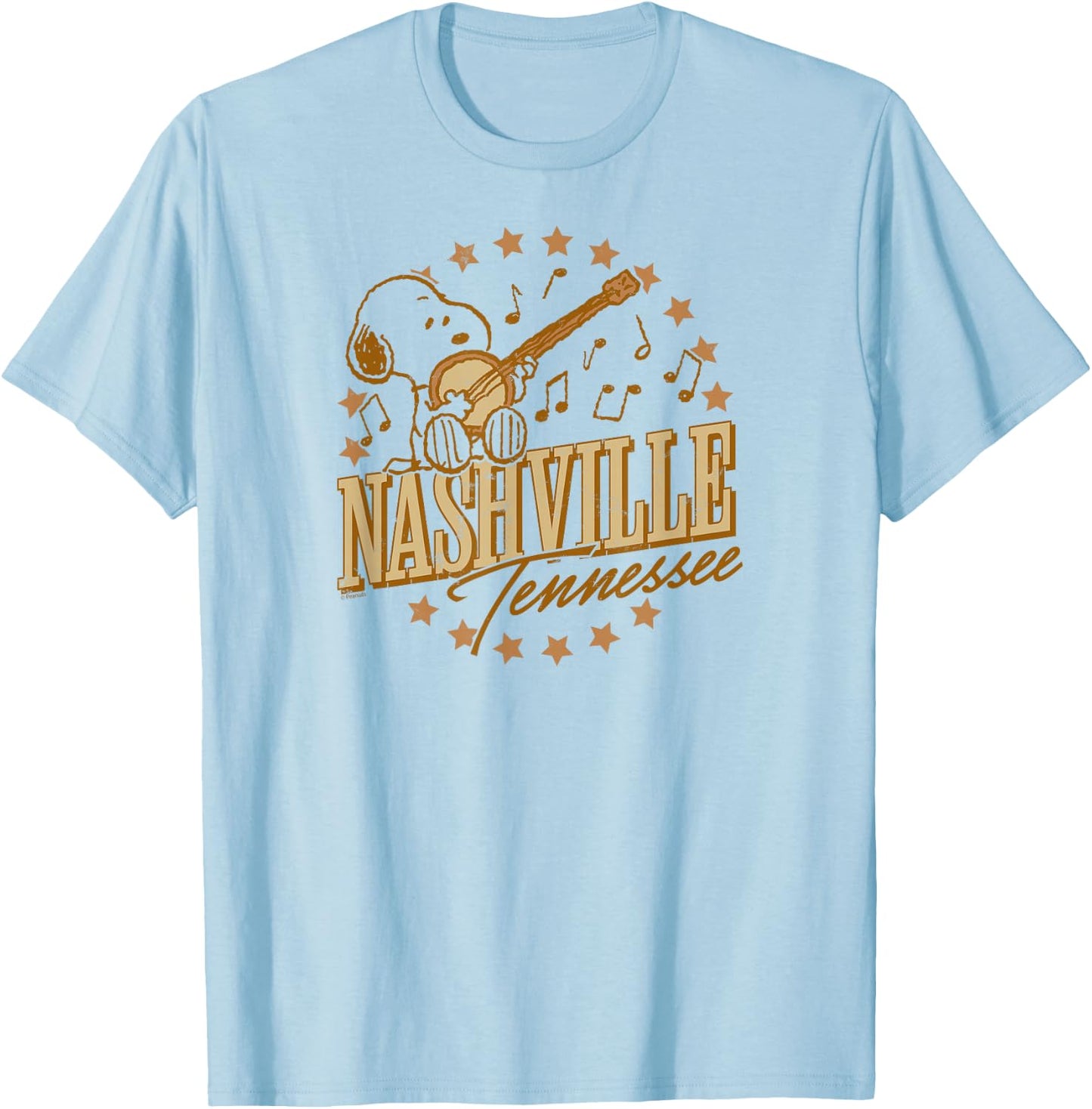 Peanuts - Snoopy Nashville Tennessee Music Stars White T-Shirt - T-Shirt | Light Blue
