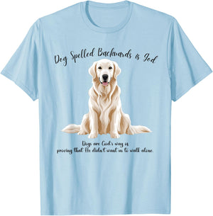 Dog Spelled Backwards is God English Cream Golden Retriever T-Shirt - T-Shirt | Light Blue