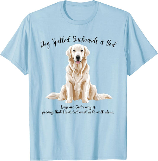 Dog Spelled Backwards is God English Cream Golden Retriever T-Shirt - T-Shirt | Light Blue