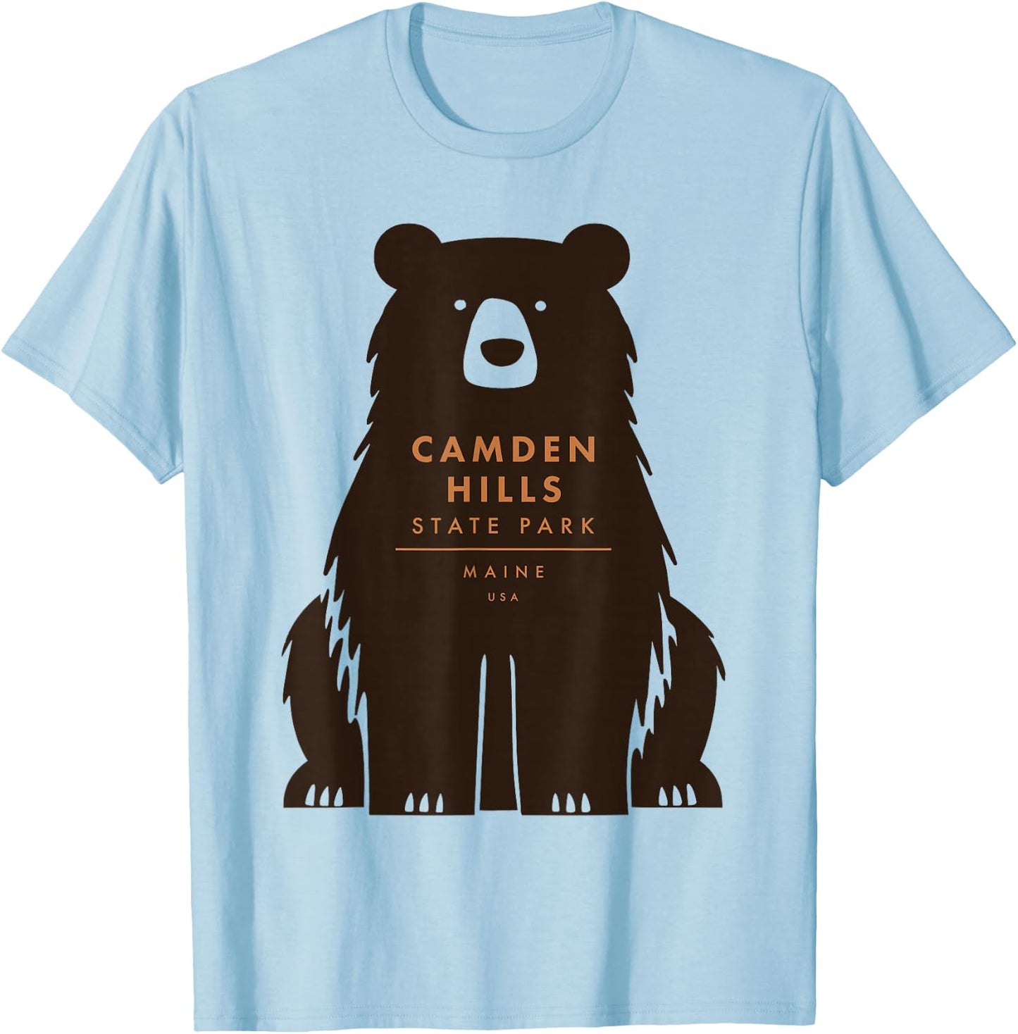 Camden Hills State Park Maine Retro Vintage Bear T-Shirt - T-Shirt | Light Blue