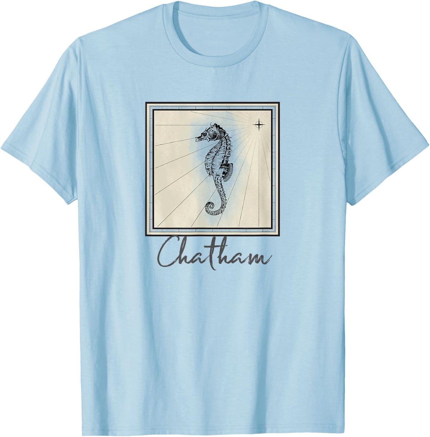 Chatham Massachusetts Seahorse Marine Life Coastal T-Shirt - T-Shirt | Light Blue
