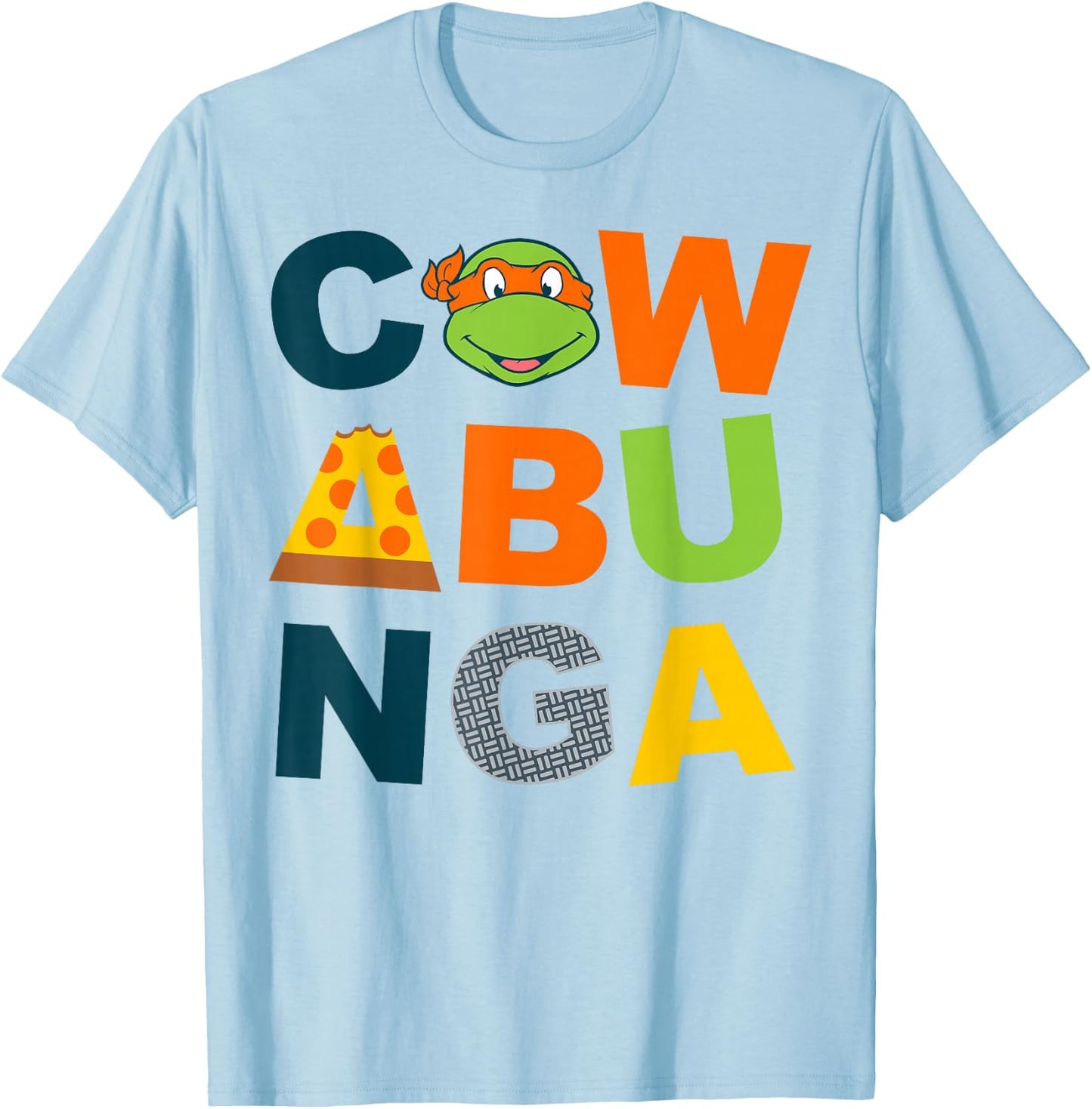 Teenage Mutant Ninja Turtles Cowabunga Large Lettered T-Shirt - T-Shirt | Light Blue