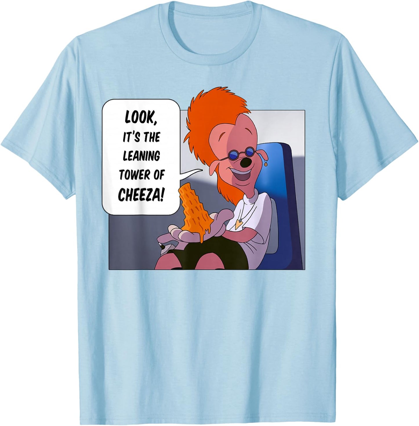 Disney A Goofy Movie The Leaning Tower of Cheeza Small T-Shirt - T-Shirt | Light Blue