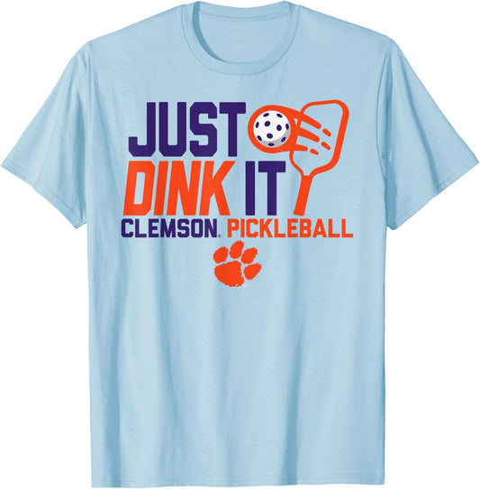 Clemson Tigers Pickleball Dink Gray Officially Licensed T-Shirt - T-Shirt | Light Blue