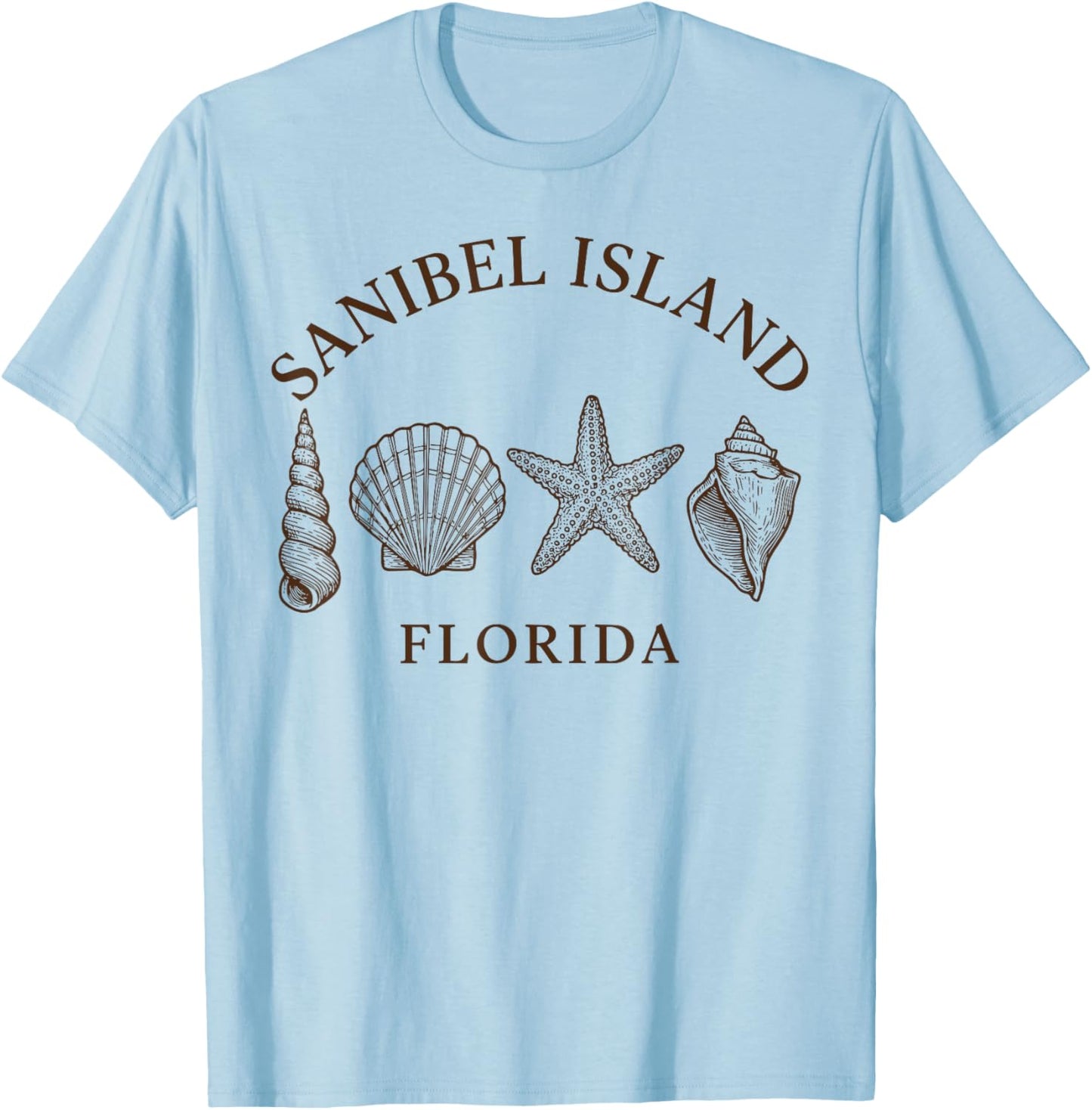 Sanibel Island Florida Seashell Beach Vacation Shelling T-Shirt - T-Shirt | Light Blue