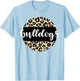 Leopard Print Bulldogs Team Mascot School Spirit Game Night T-Shirt - T-Shirt | Light Blue