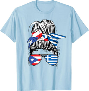 Puerto Rican Para Mujer Puerto Rico Women Greek Girl Greece T-Shirt - T-Shirt | Light Blue