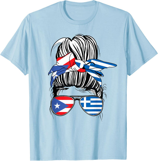 Puerto Rican Para Mujer Puerto Rico Women Greek Girl Greece T-Shirt - T-Shirt | Light Blue