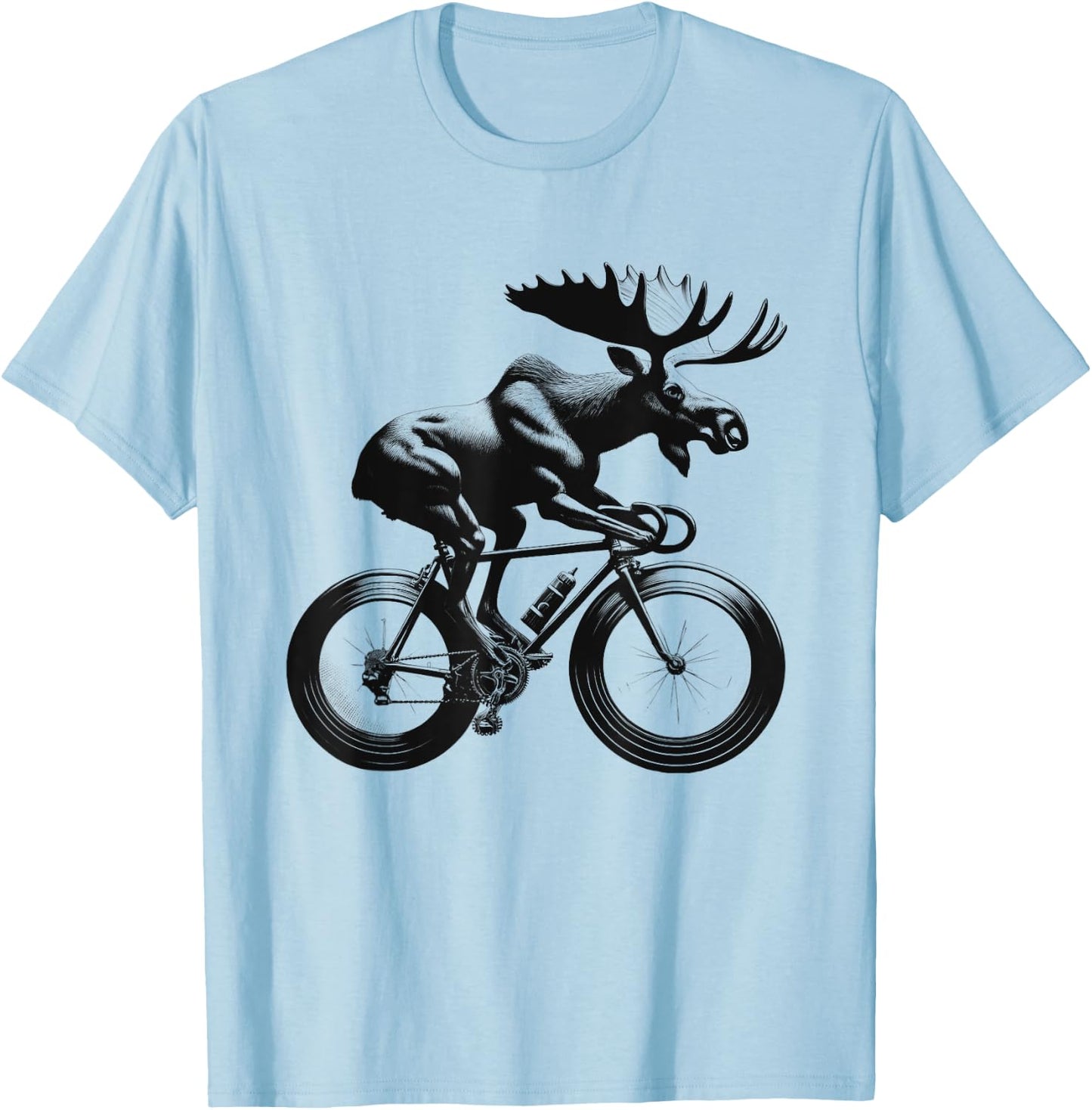 Moose Riding Bike Biker Bicycle Lover Biking T-Shirt - T-Shirt | Light Blue