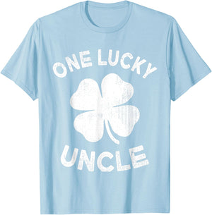 One Lucky Uncle St Patricks Day Green Shamrock Leaf T-Shirt - T-Shirt | Light Blue