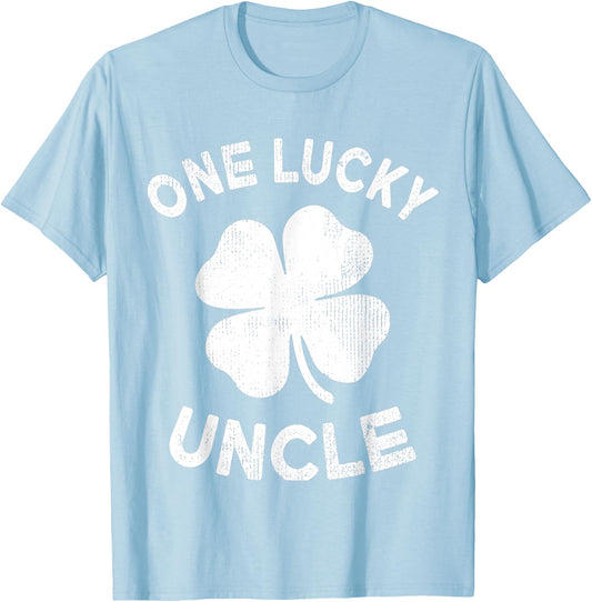 One Lucky Uncle St Patricks Day Green Shamrock Leaf T-Shirt - T-Shirt | Light Blue