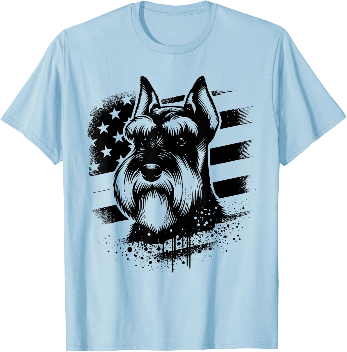 Standard Schnauzer 4th Of July Patriotic Dog American Flag Women Kids Men T-Shirt - T-Shirt | Light Blue