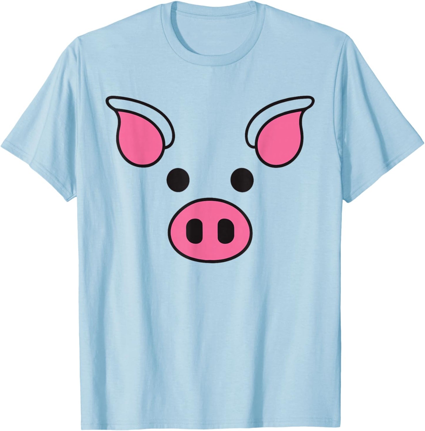Pig Face Shirt Adult Kids Men Women Pig Face Costume T-Shirt - T-Shirt | Light Blue