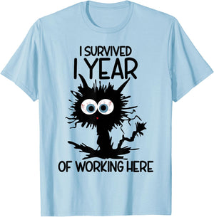 I Survived 1 Year Of Working Here T-Shirt - T-Shirt | Light Blue