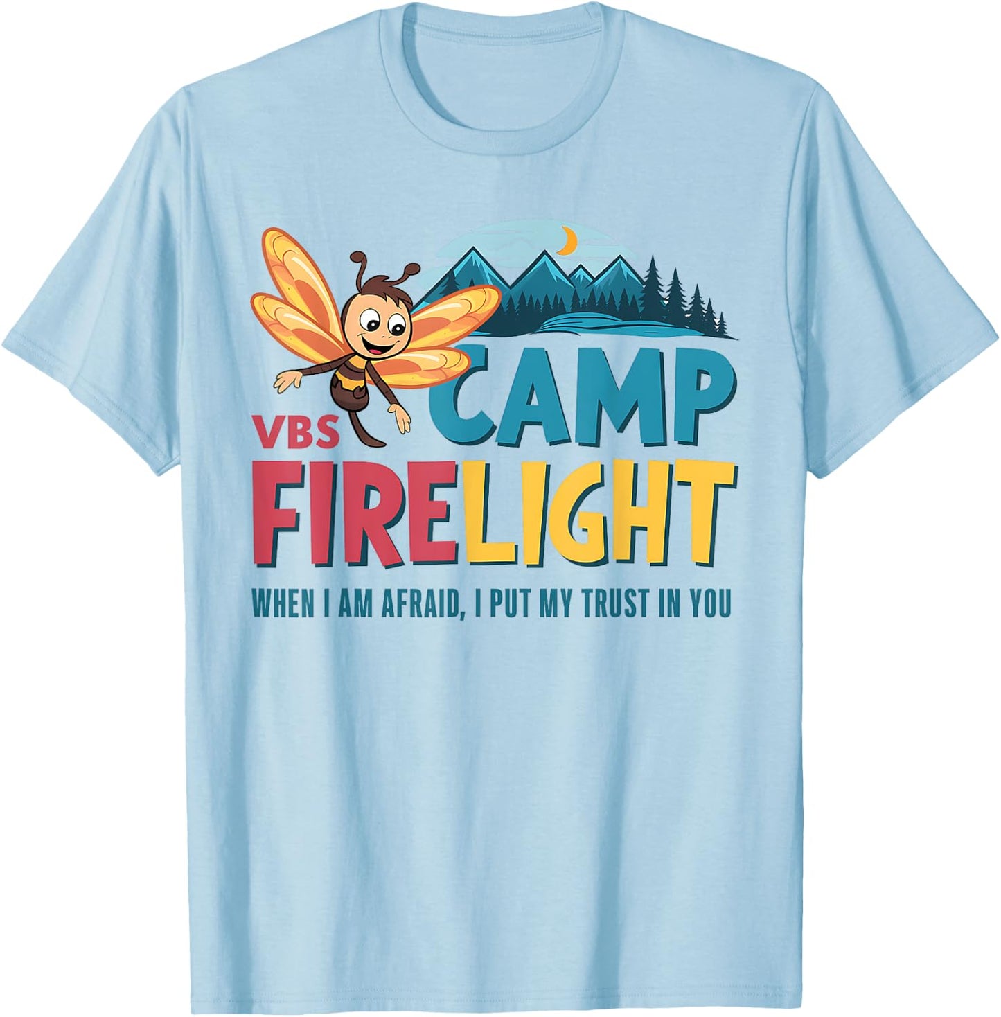 Camp Firelight VBS Camp Vacation Bible School Firework 2025 T-Shirt - T-Shirt | Light Blue