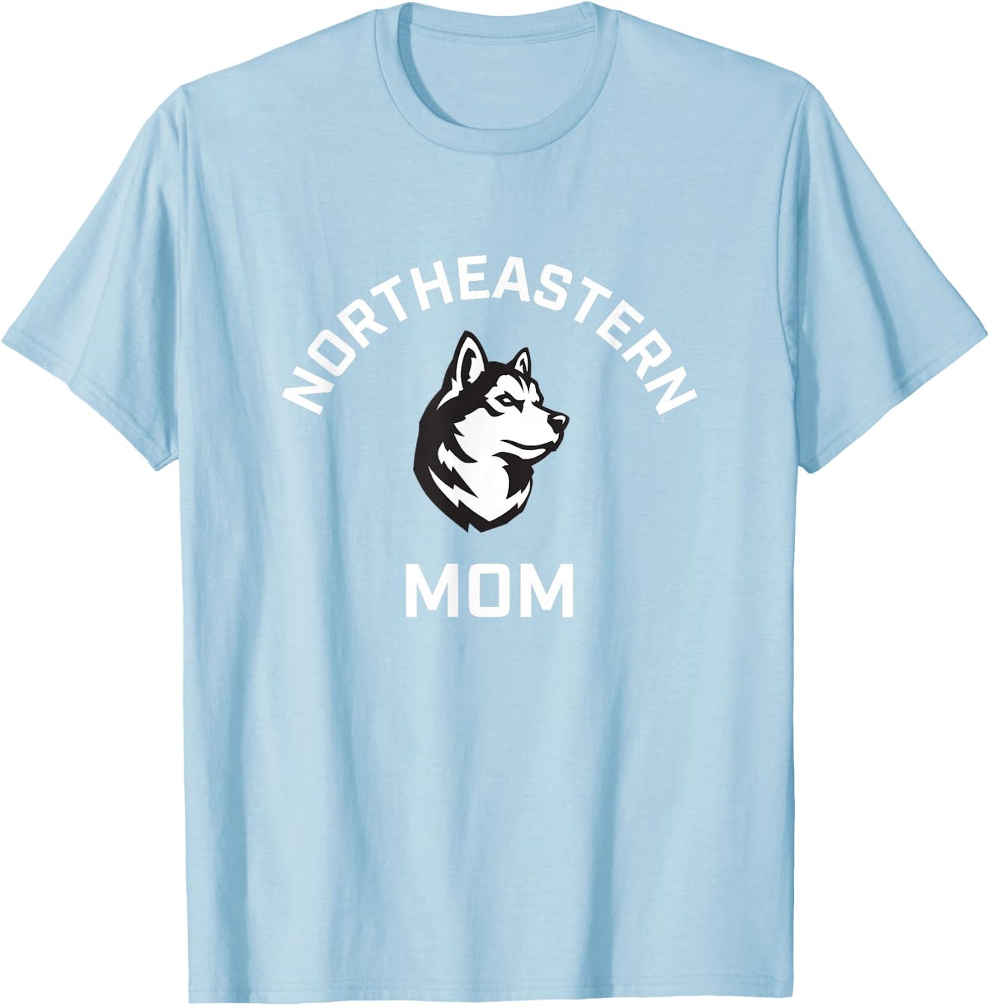Campus Lab Northeastern University NEU Huskies Arched Mom , Small, Red T-Shirt - T-Shirt | Light Blue
