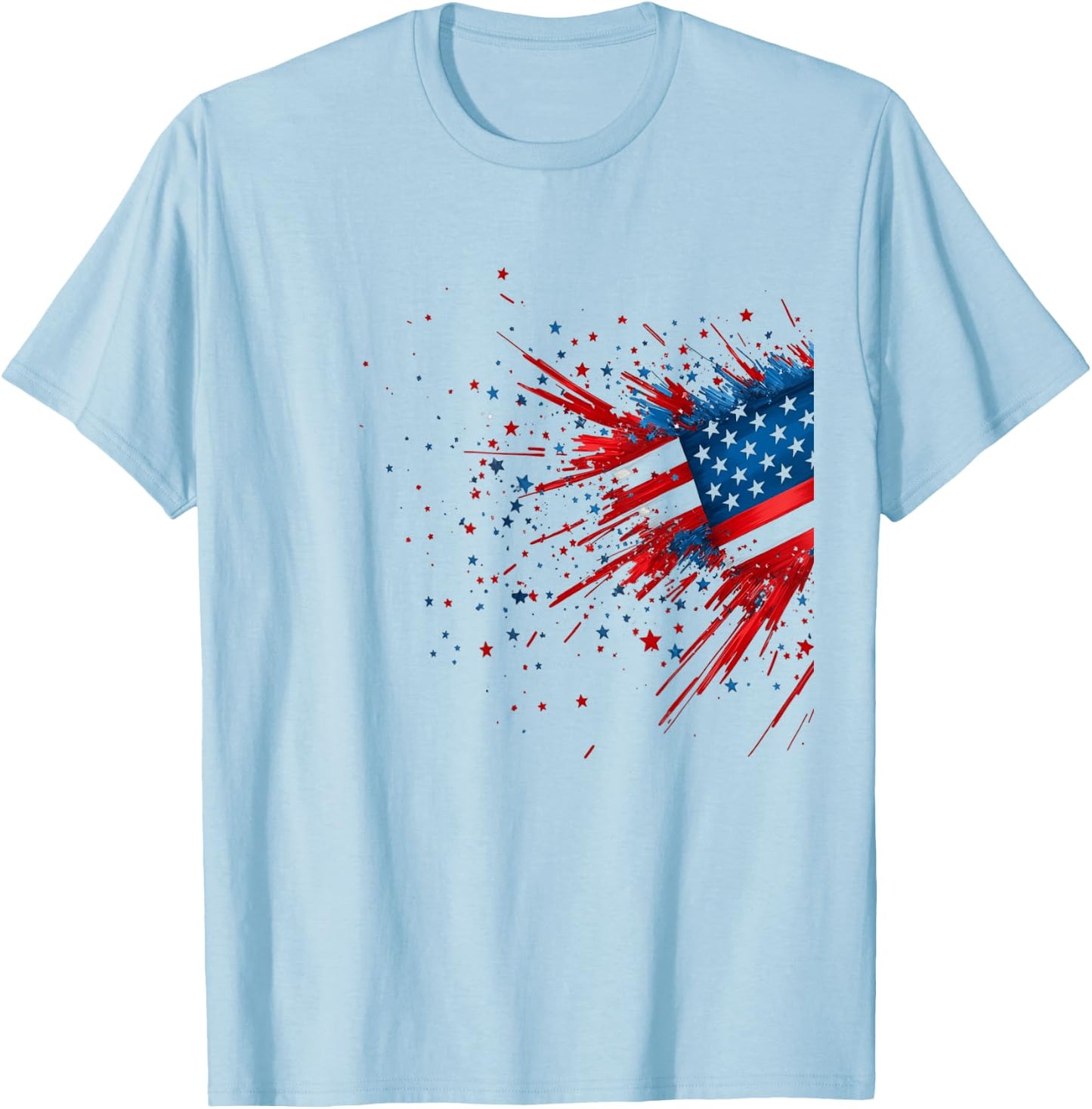 Abstract American Flag Patriotic Art T-Shirt - T-Shirt | Light Blue