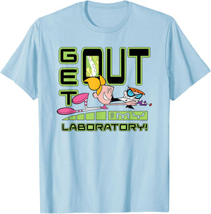 Dexter's Laboratory DeeDee Get Out of My Laboratory Cartoon T-Shirt - T-Shirt | Light Blue