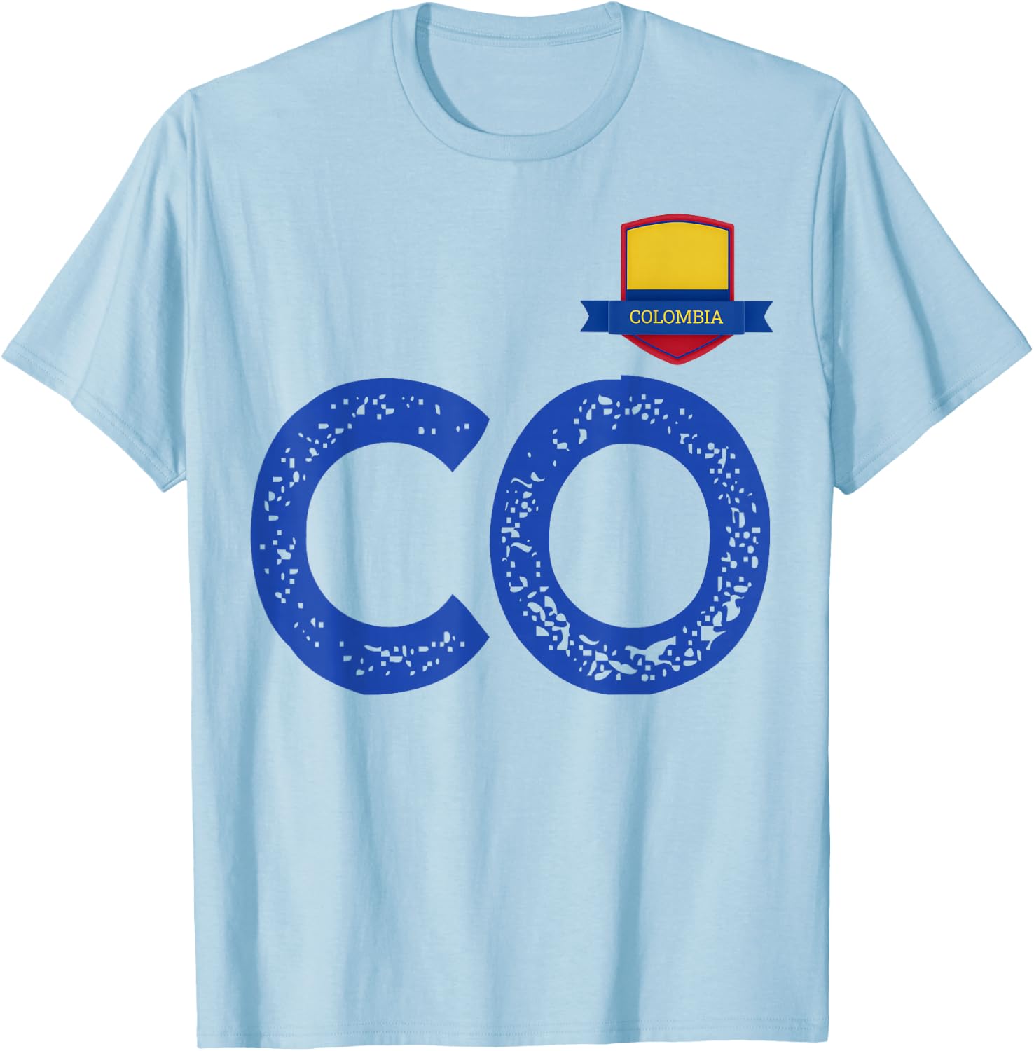 Colombia Human-Flag Letter C and O Colombian T-Shirt - T-Shirt | Light Blue