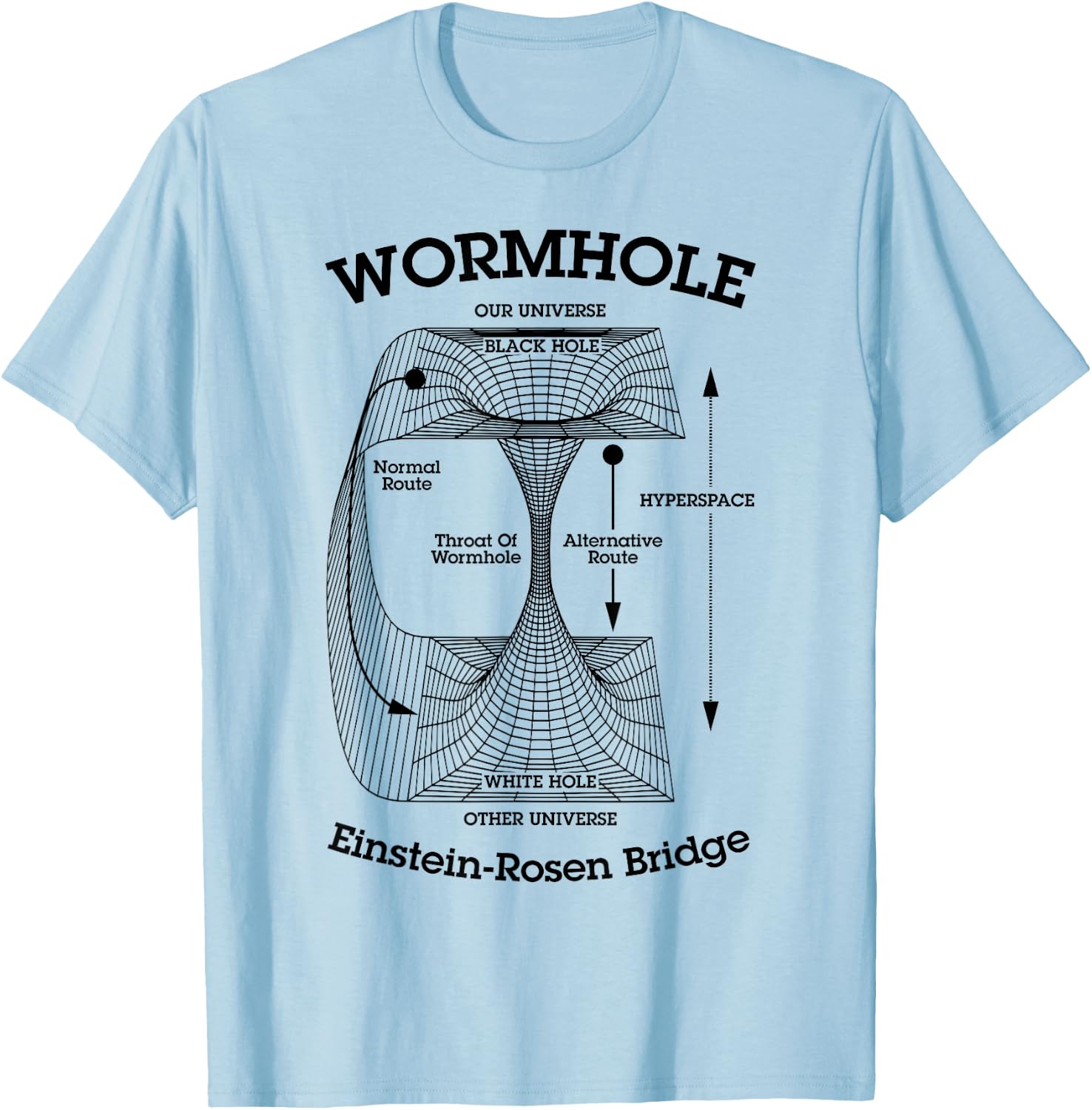 Wormhole Einstein-Rosen Bridge Black Hole Hyperspace Physics T-Shirt - T-Shirt | Light Blue