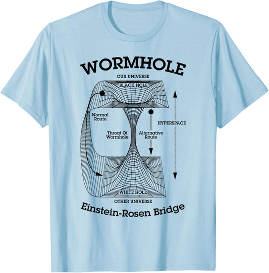 Wormhole Einstein-Rosen Bridge Black Hole Hyperspace Physics T-Shirt - T-Shirt | Light Blue