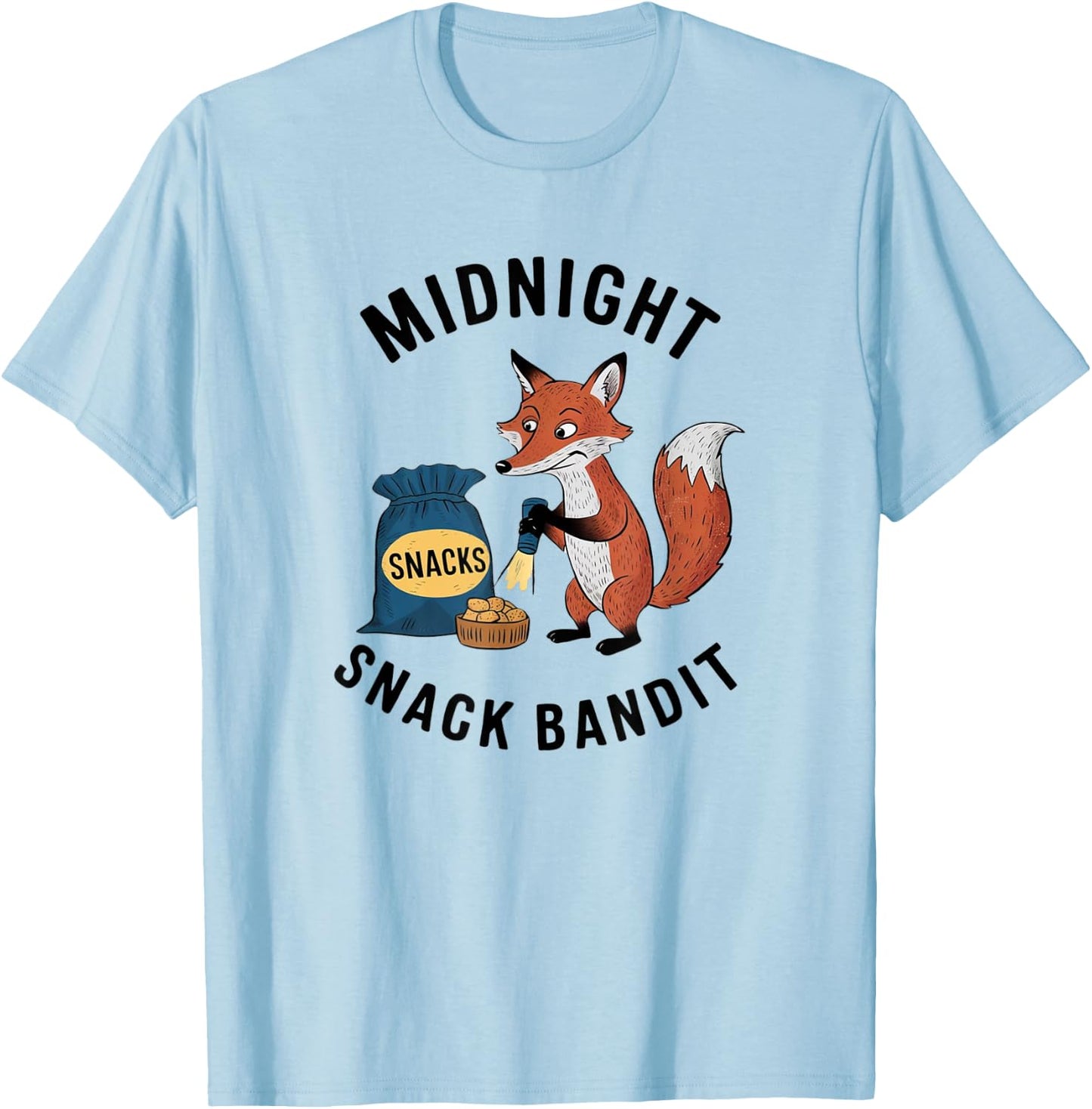 Midnight Snacks Bandit Funny Food Lover Snack Time Product T-Shirt - T-Shirt | Light Blue