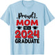 Proud Mom Of A Class Of 2024 Graduate Senior Graduation T-Shirt - T-Shirt | Light Blue