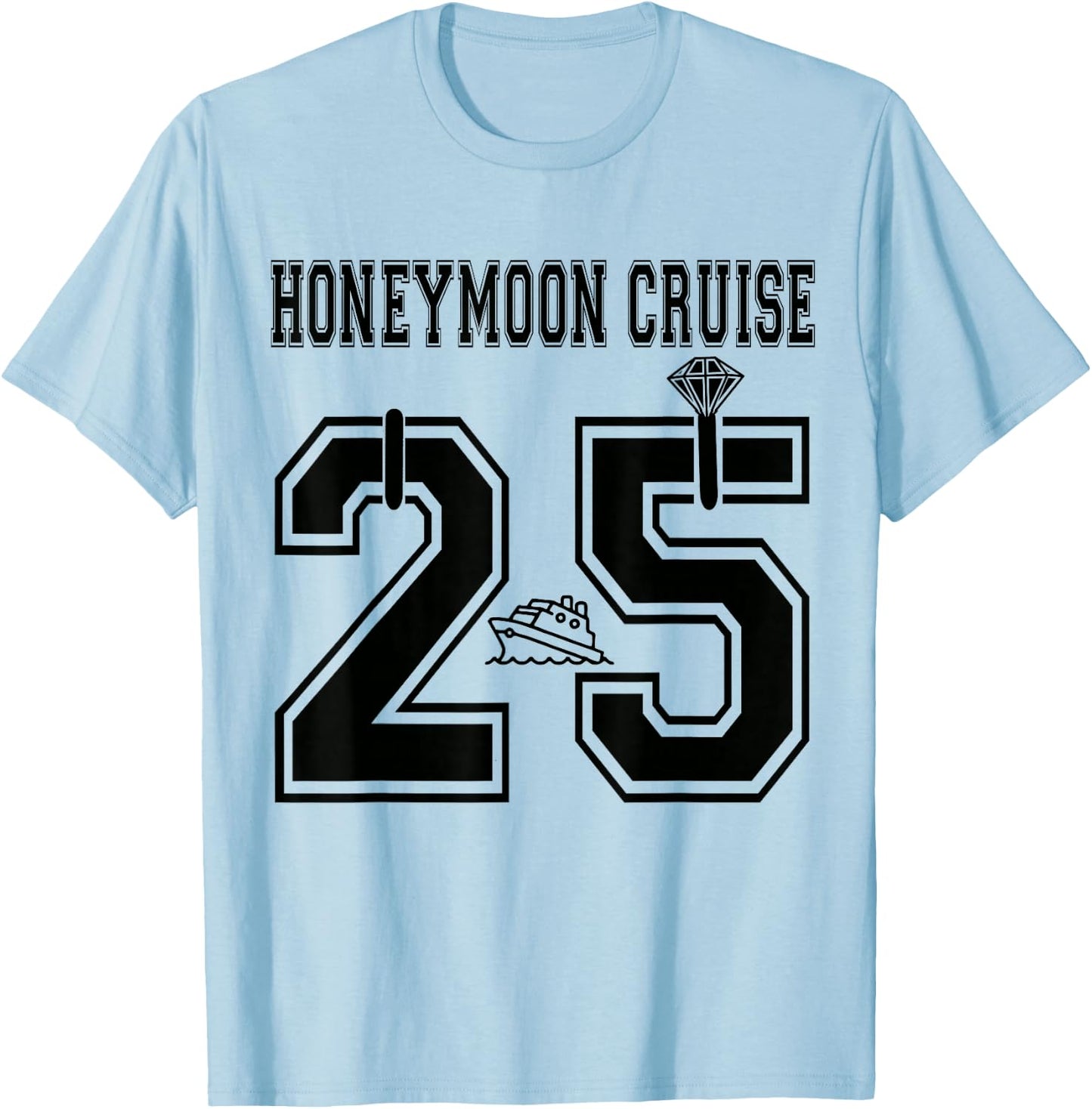 2025 Just Married Honeymoon Cruise Newlyweds Wife Husband T-Shirt - T-Shirt | Light Blue