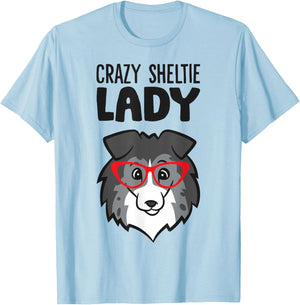 Crazy Sheltie Lady Women Sheltie Dog T-Shirt - T-Shirt | Light Blue