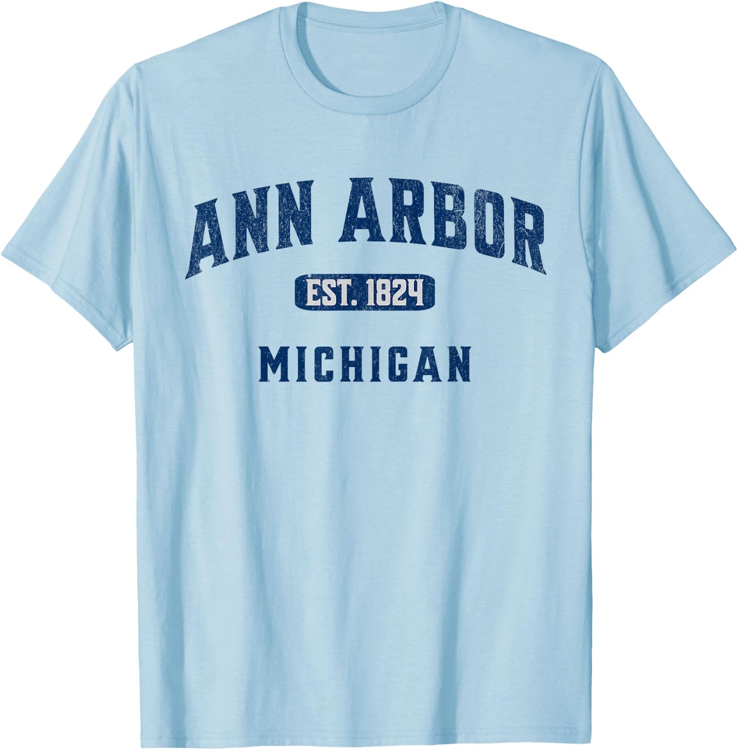 USA City Visit Ann Arbor Michigan Vintage Athletic Souvenir T-Shirt - T-Shirt | Light Blue