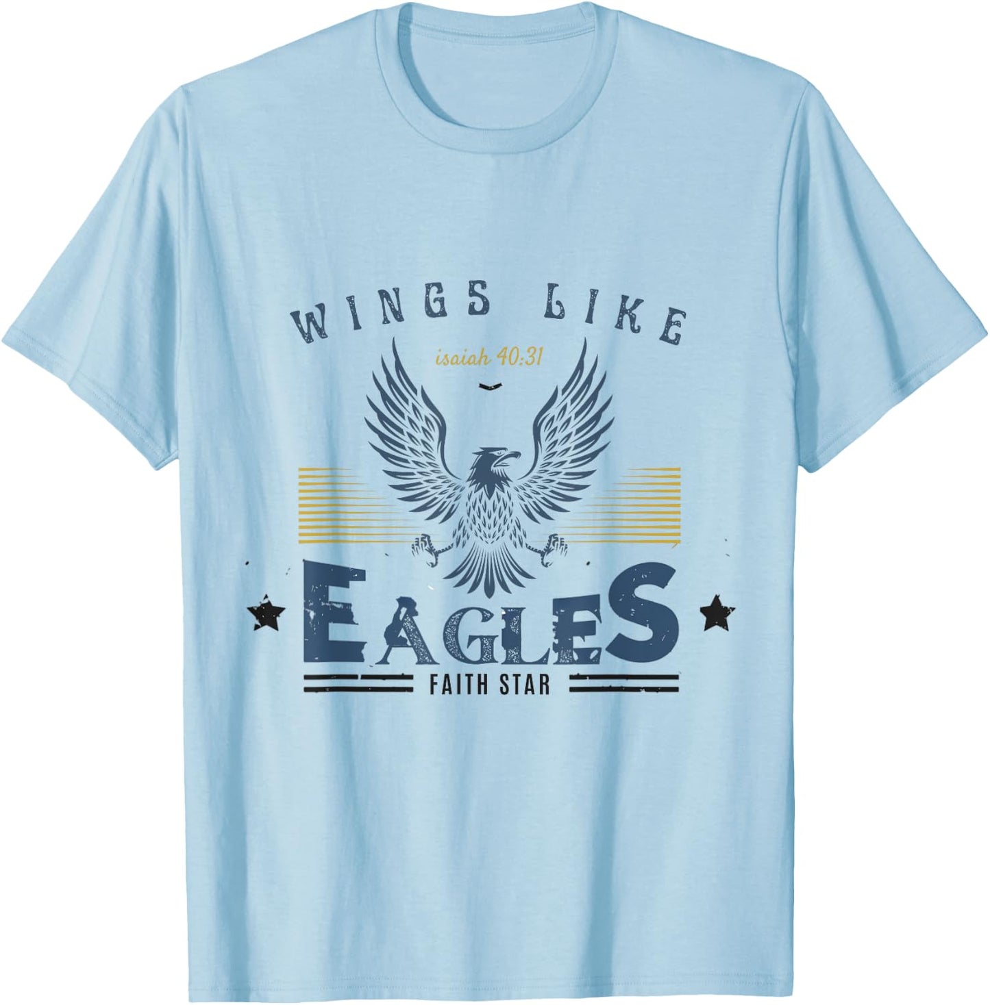 Faith Star - "Wings Like Eagles " vintage T-Shirt - T-Shirt | Light Blue