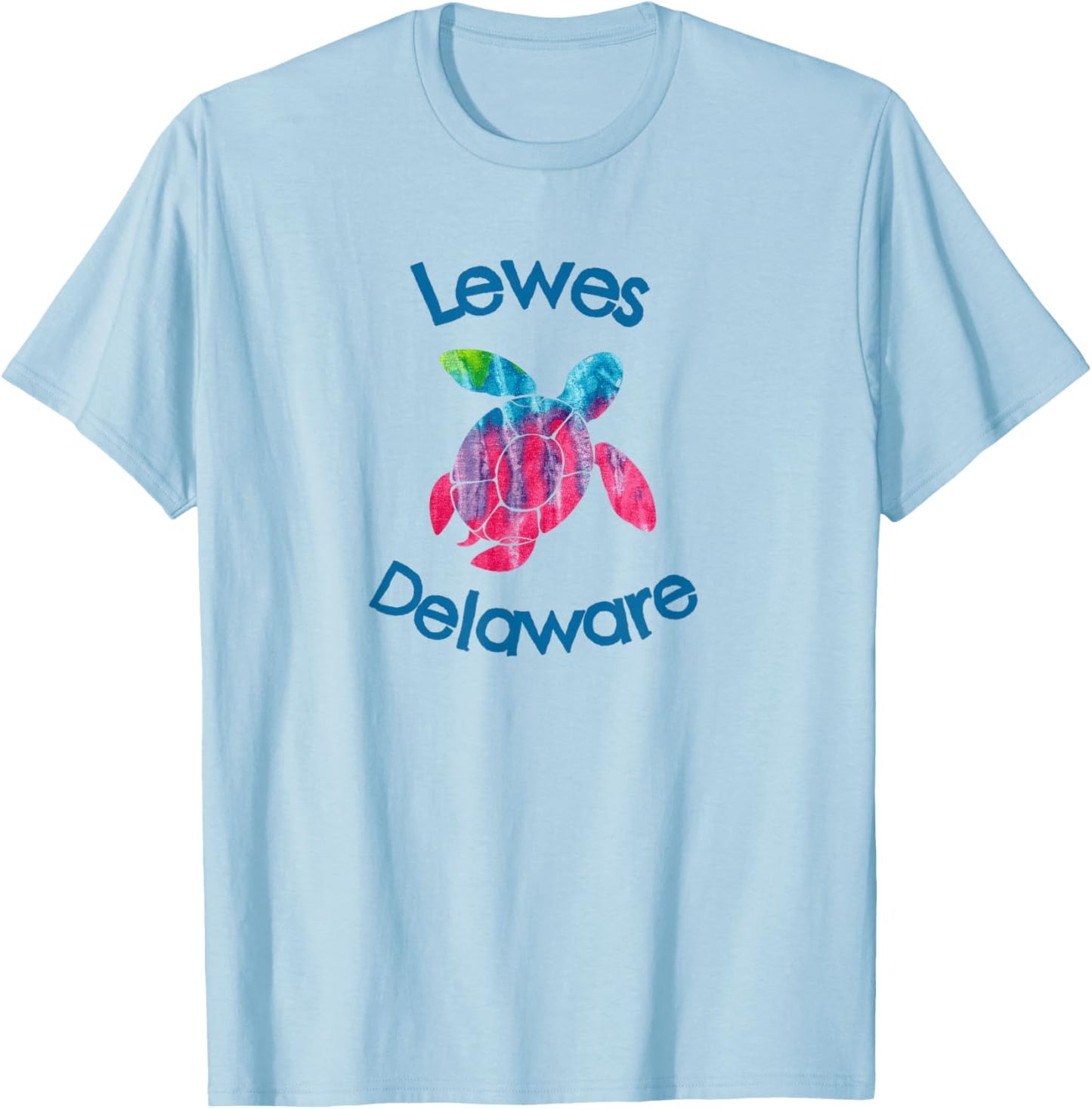 Lewes Delaware Beach Rustic Watercolor Loggerhead Turtle T-Shirt - T-Shirt | Light Blue