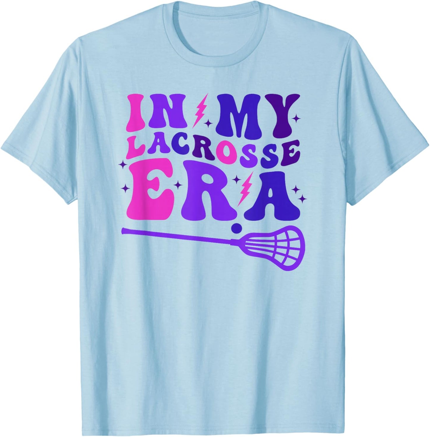 in My Lacrosse Era Retro Groovy Sports Women and Girls T-Shirt - T-Shirt | Light Blue