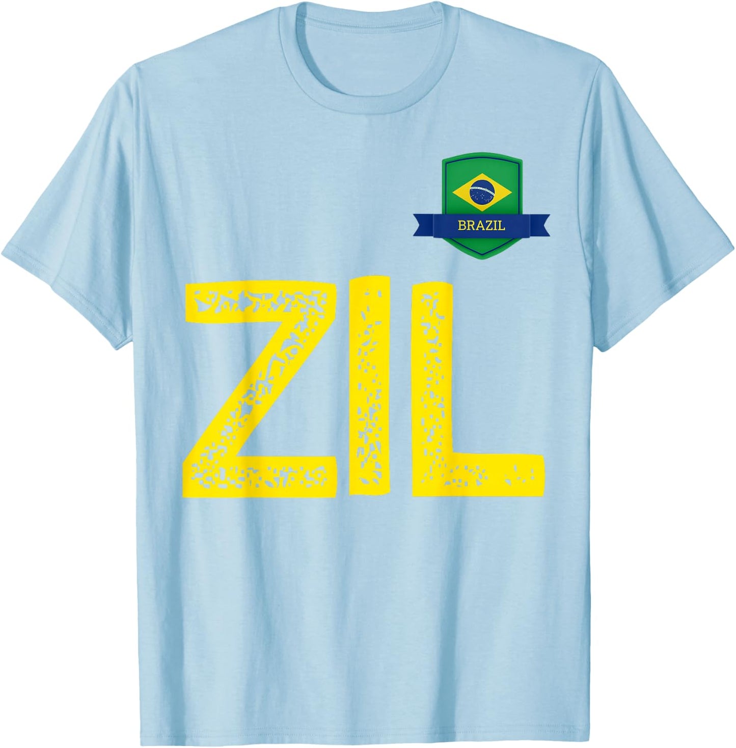 Brazil Human Flag Letter Z and Letter I and L Brazil T-Shirt - T-Shirt | Light Blue