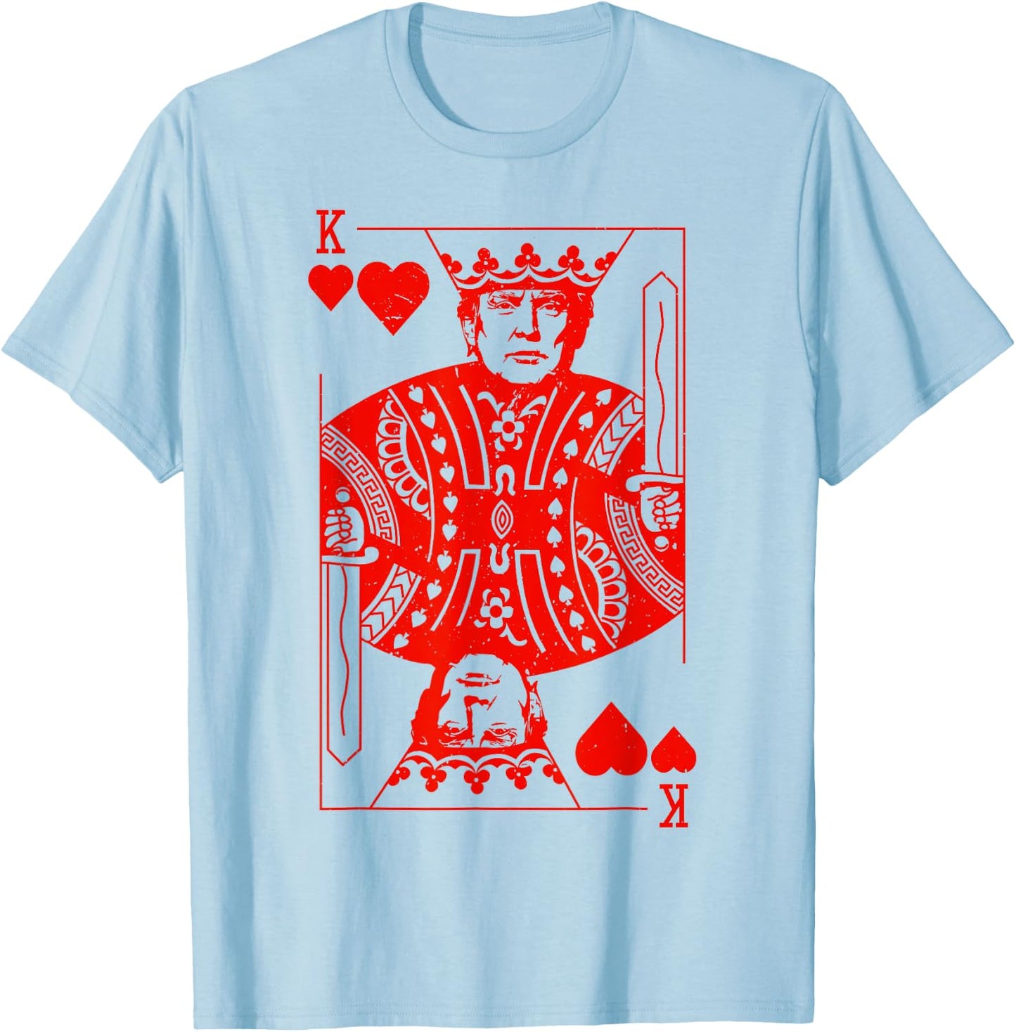 Trump King K of Hearts Playing Card Patriotic Trump 2024 Women Kids Men T-Shirt - T-Shirt | Light Blue
