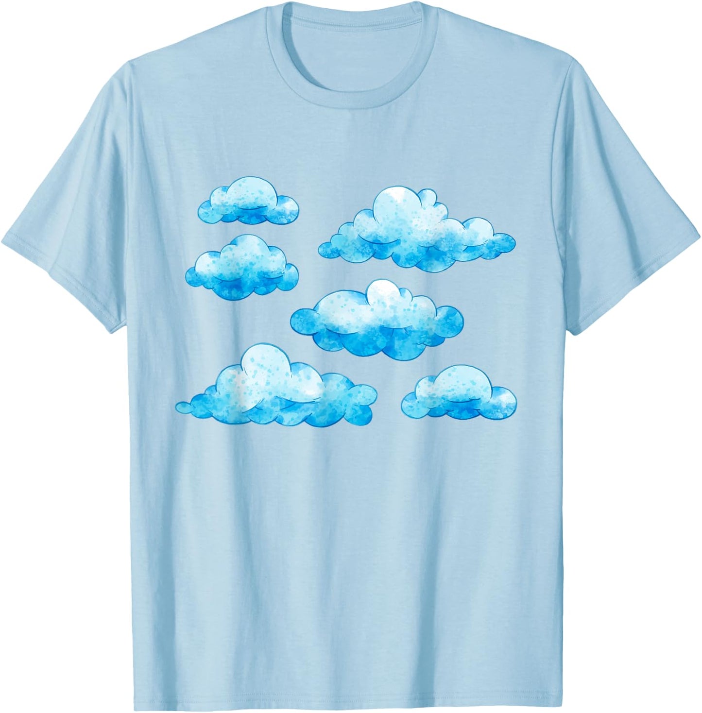 Blue White Clouds T-Shirt - T-Shirt | Light Blue
