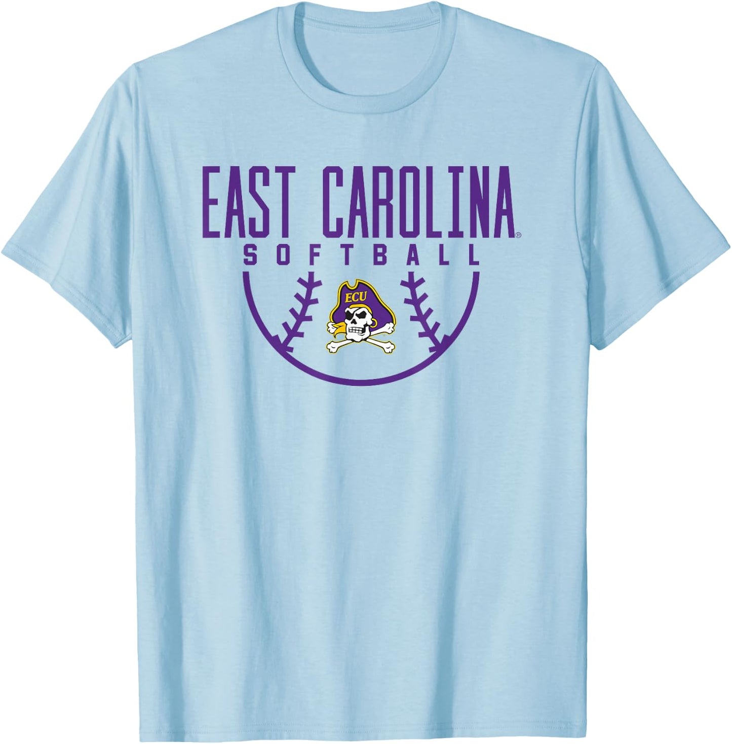 East Carolina University ECU Pirates Softball T-Shirt - T-Shirt | Light Blue