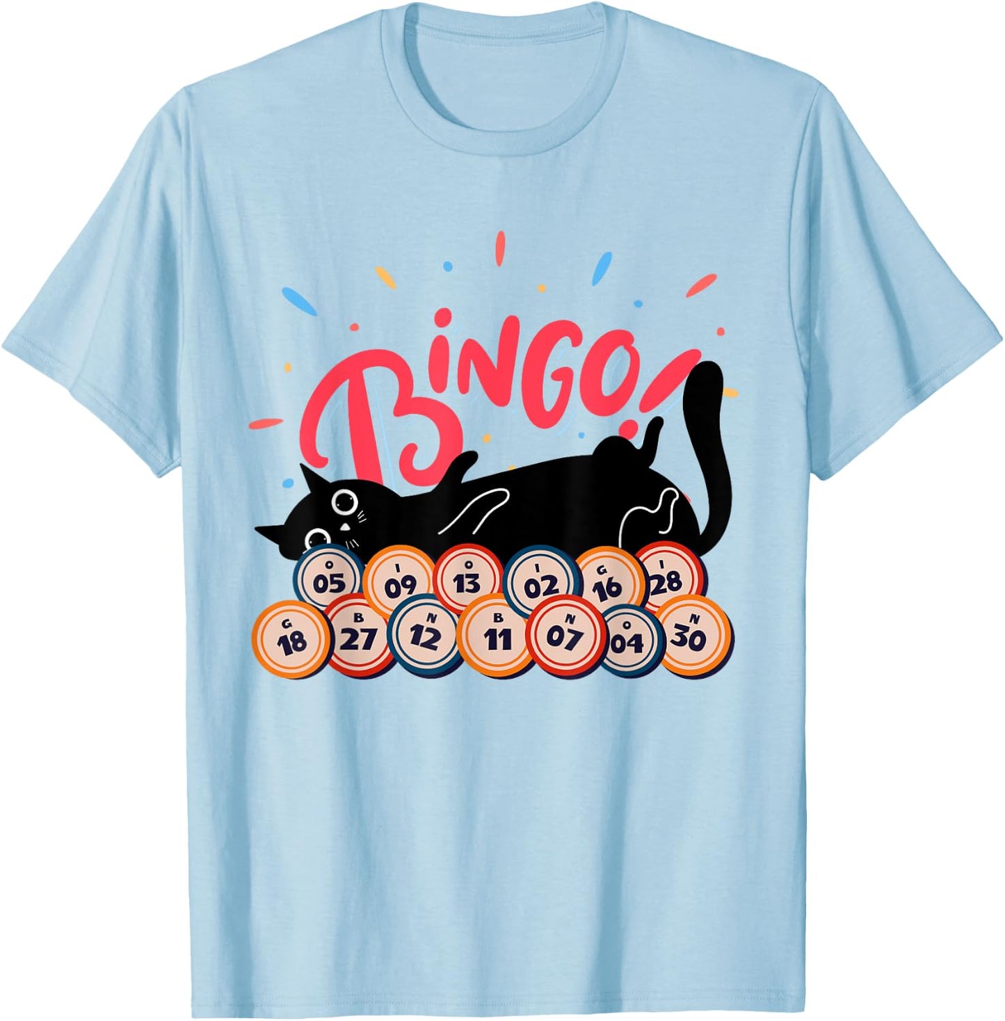 Bingo Balls and Cats - Bingo Player Gambling - Bingo T-Shirt - T-Shirt | Light Blue