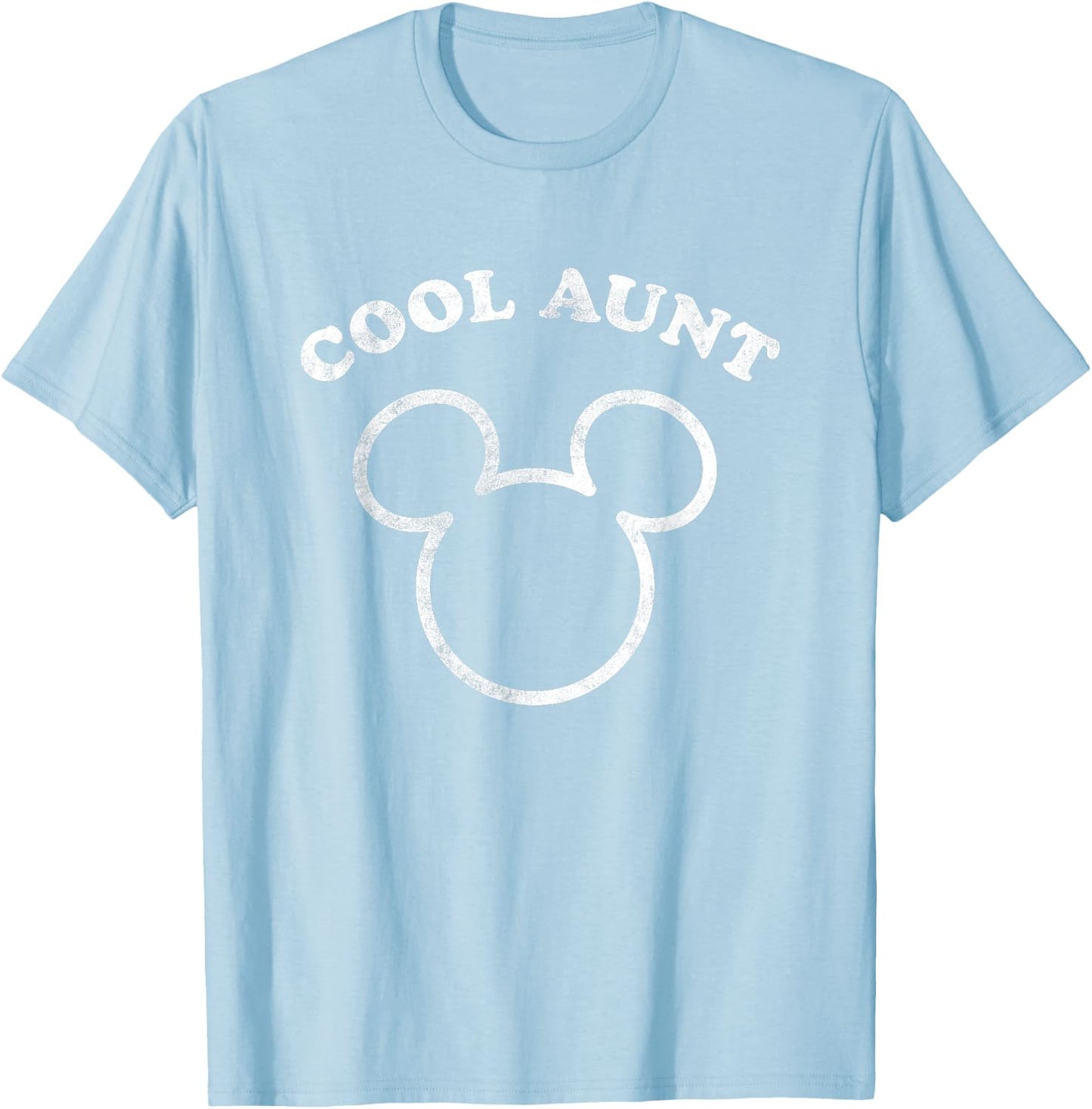 Disney Mickey And Friends Cool Aunt Distressed Chest Logo T-Shirt - T-Shirt | Light Blue