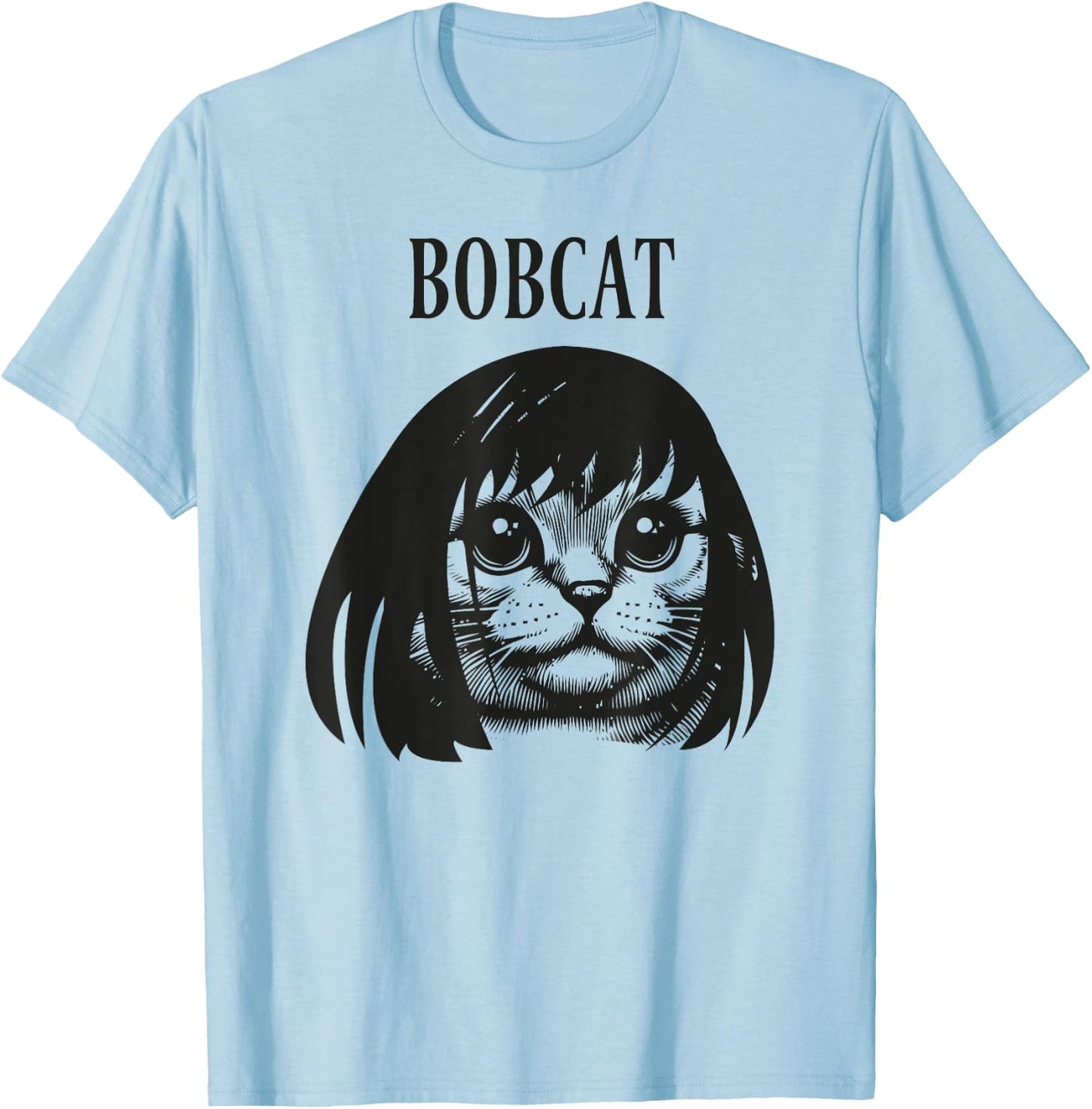 Funny cat bob hairstyle bobcat humorous cats cat lover kitty T-Shirt - T-Shirt | Light Blue