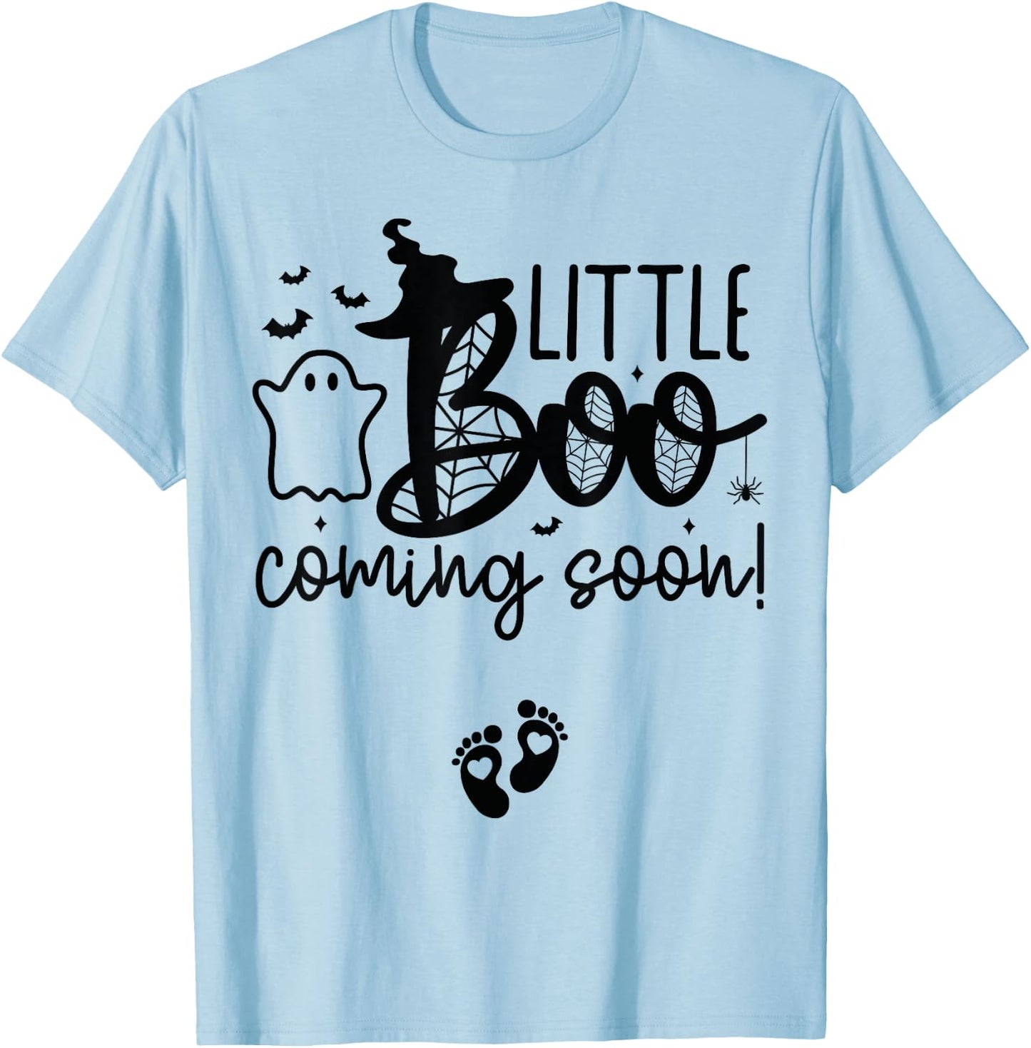 Halloween Pregnancy Announcement Little Boo Coming Soon T-Shirt - T-Shirt | Light Blue