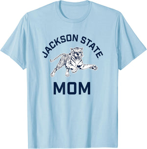 Jackson State University Tigers Arched Mom T-Shirt - T-Shirt | Light Blue