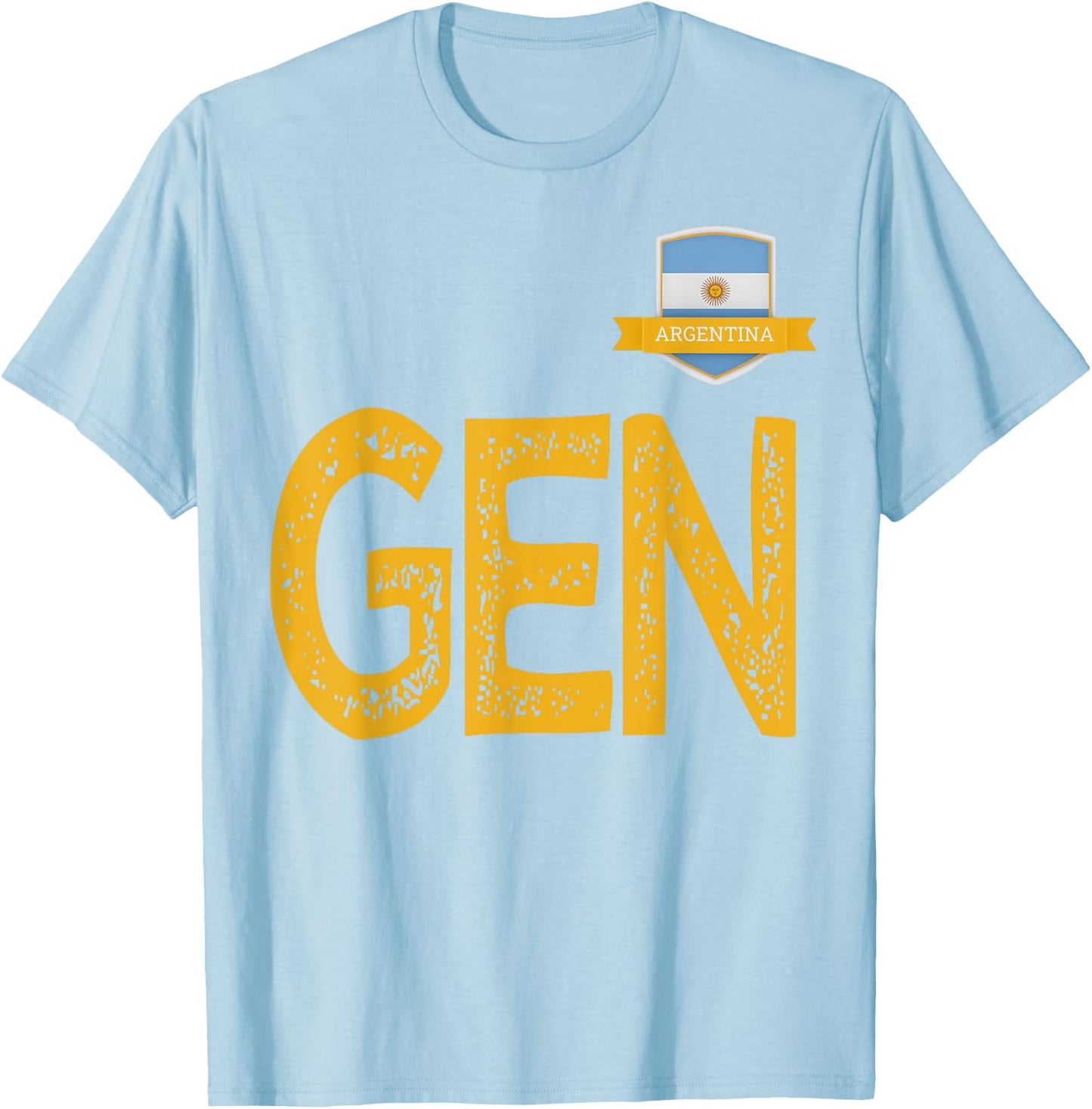 Argentina Human Flag Letter G and Letter E and N Argentina T-Shirt - T-Shirt | Light Blue