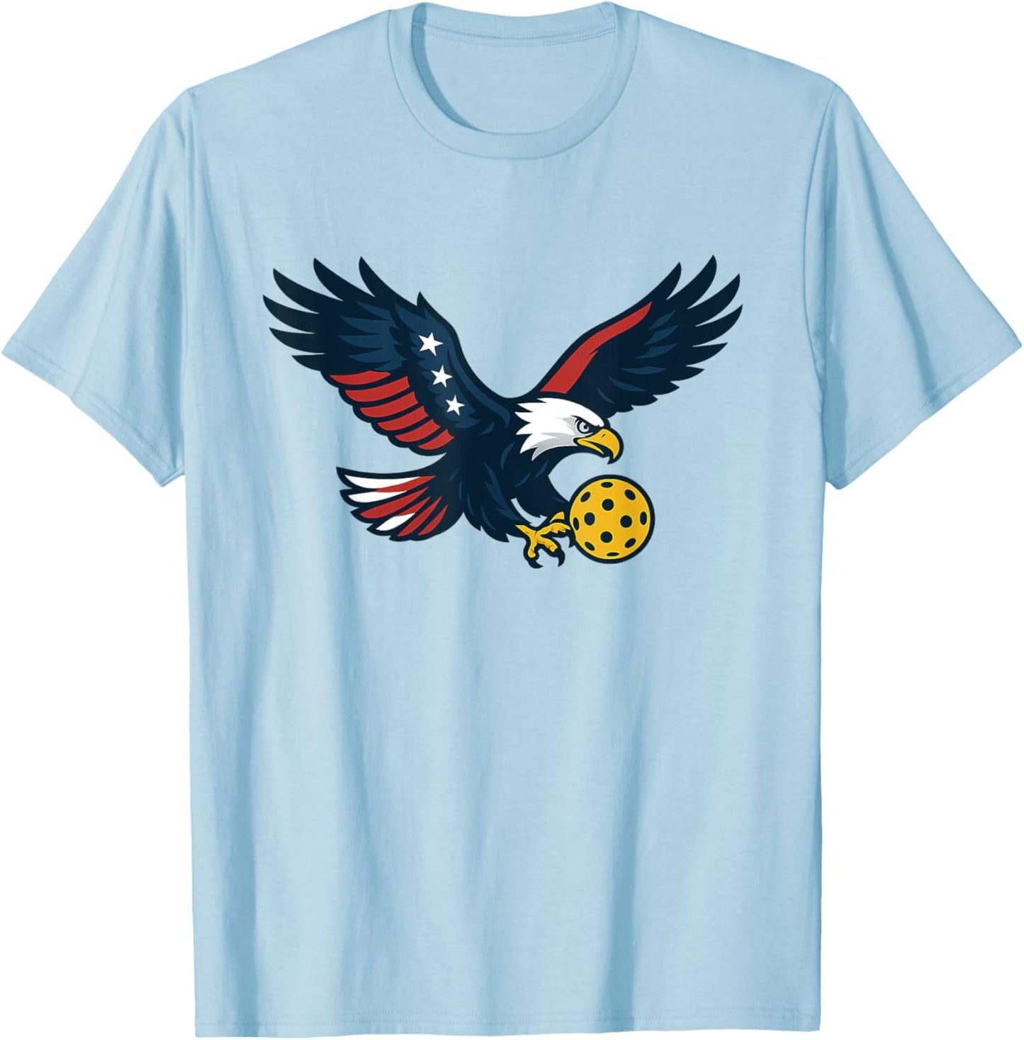 Cool Pickleball Patriotic Blue White Red USA Pride T-Shirt - T-Shirt | Light Blue