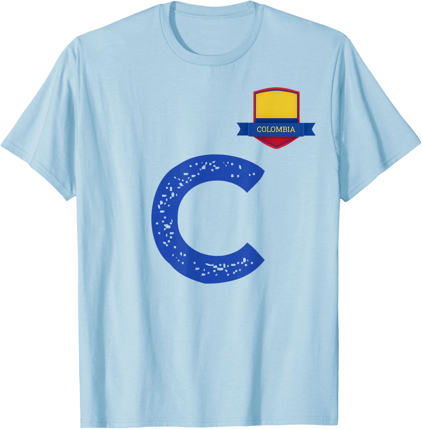 Colombia Human-Flag Letter C Colombian T-Shirt - T-Shirt | Light Blue