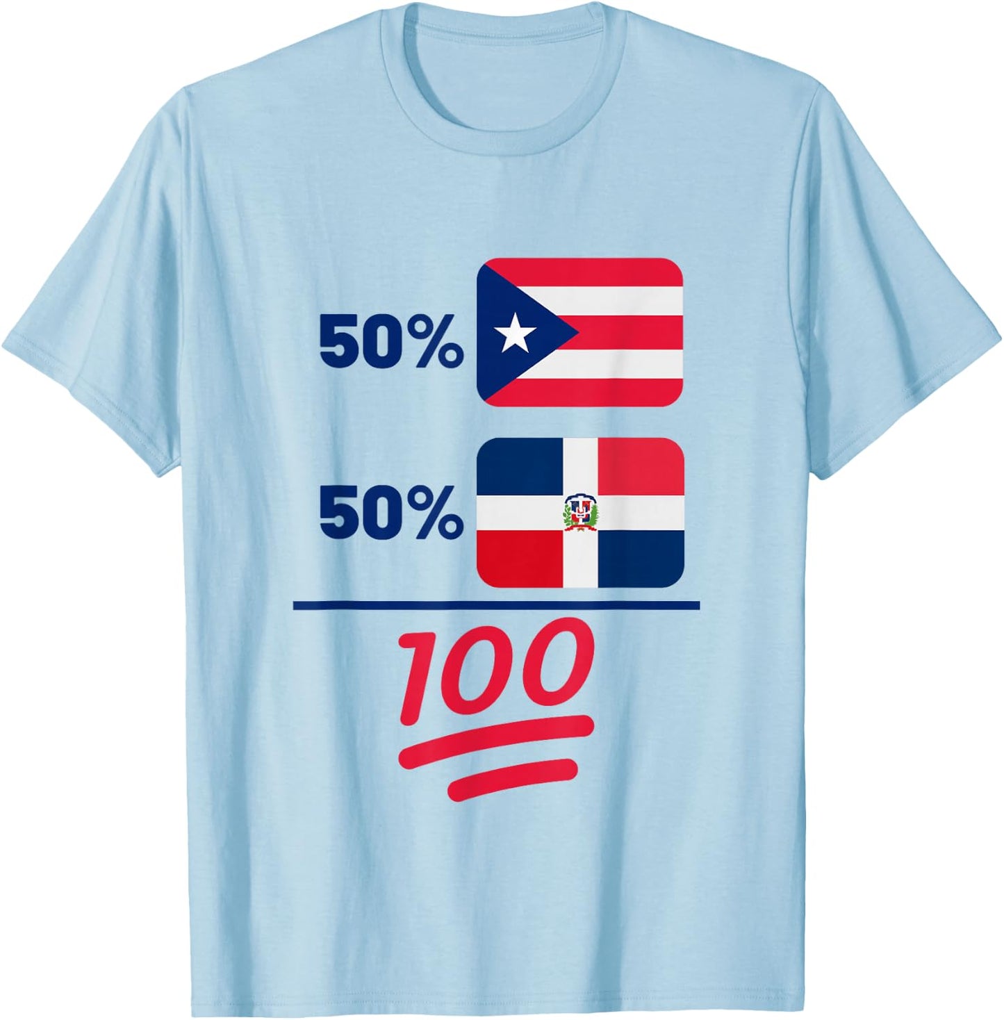Puerto Rican Plus Dominican Heritage Nationality Flag T-Shirt - T-Shirt | Light Blue