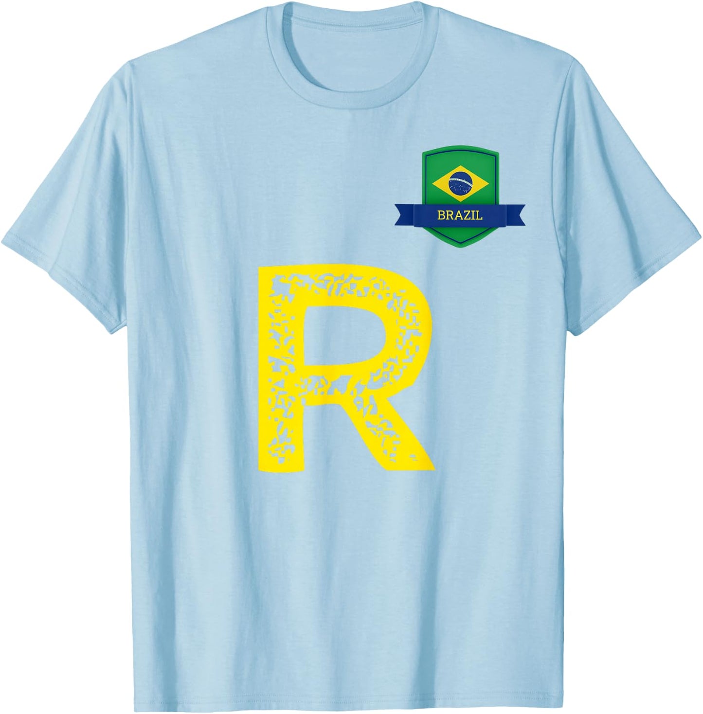 Brazil Human Flag Letter R Brazil T-Shirt - T-Shirt | Light Blue
